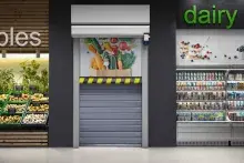 Puerta rápida autorreparable con cortina cortafuego EI120